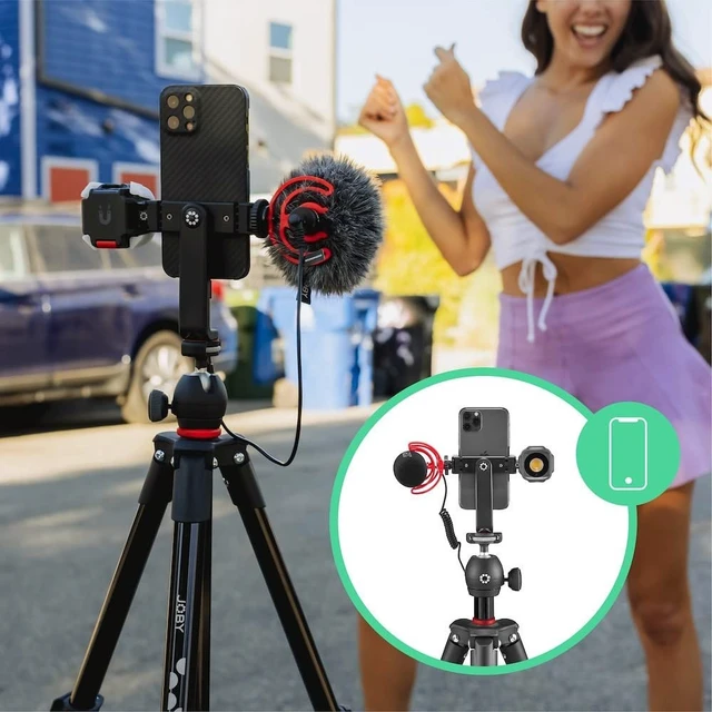Alt view image 4 of 5 - JOBY Compact Light Kit, Smartphone/Camera Tripod with Ball Head, Universal Smartphone Holder, Carrying Bag, for CSC, DSLR, Mirrorless Camera, Smartphone, Colour: Black, 1.5 Kg Capacity