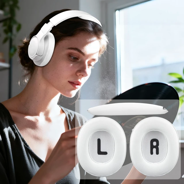 Alt view image 5 of 5 - SOULWIT Replacement Kit for JBL Tune 700BT/710BT/720BT/750BTNC/760NC/770NC Headphones, Protein Leather Ear Pads + Headband - White