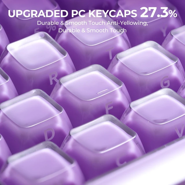 Alt view image 3 of 5 - OHY XVX Lusterfly Jelly R2 MDA Profile Keycap Set, 122 Keys Double Shot PC+ABS Keycaps for MX Switches & ANSI Layout Mechanical Keyboards-Lavender Purple