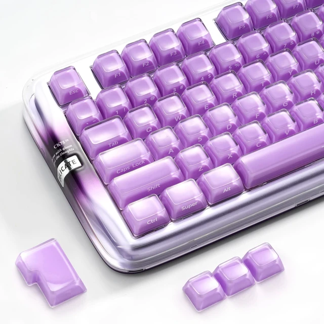 Main image of OHY XVX Lusterfly Jelly R2 MDA Profile Keycap Set, 122 Keys Double Shot PC+ABS Keycaps for MX Switches & ANSI Layout Mechanical Keyboards-Lavender Purple
