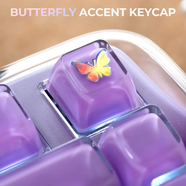 Alt view image 5 of 5 - OHY XVX Lusterfly Jelly R2 MDA Profile Keycap Set, 122 Keys Double Shot PC+ABS Keycaps for MX Switches & ANSI Layout Mechanical Keyboards-Lavender Purple