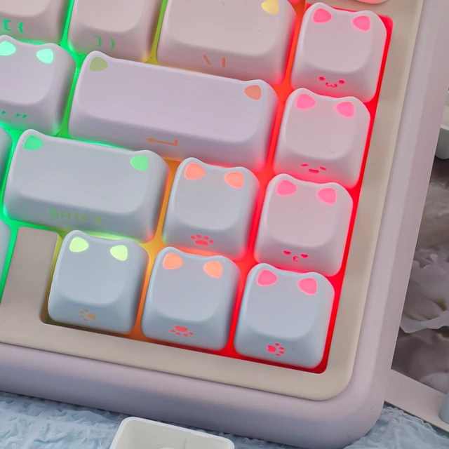 Alt view image 4 of 5 - Tsungup Cute Cat Keycaps Mao Profile Custom Key caps Keyboard Keycaps
