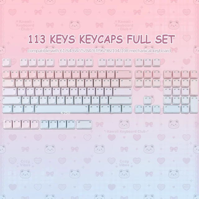 Alt view image 2 of 5 - Tsungup Cute Cat Keycaps Mao Profile Custom Key caps Keyboard Keycaps