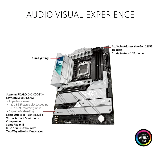 Alt view image 4 of 5 - ASUS ROG STRIX X670E-A GAMING WIFI AMD X670 AM5 Ryzen Desktop 9000 8000 & 7000 ATX motherboard, 16+2 power stages, PCIe 5.0, DDR5, 4x M.2 slots with heatsink, USB 3.2 Gen 2x2, WiFi 6E, AI Cooling