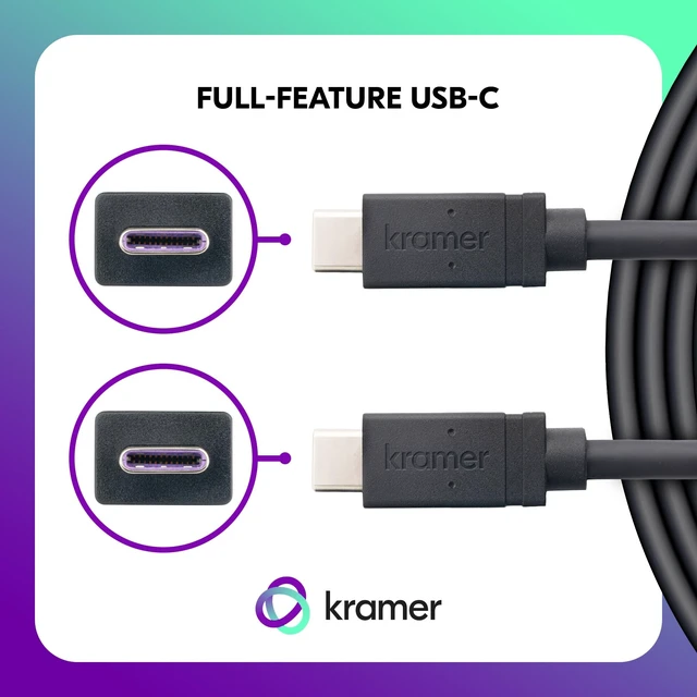 Alt view image 2 of 5 - Kramer USB-C 3.2 Gen 2 Full-Featured Cable C-U32/FF-3, 3 ft, 10Gbps, 100W, 4K@60Hz