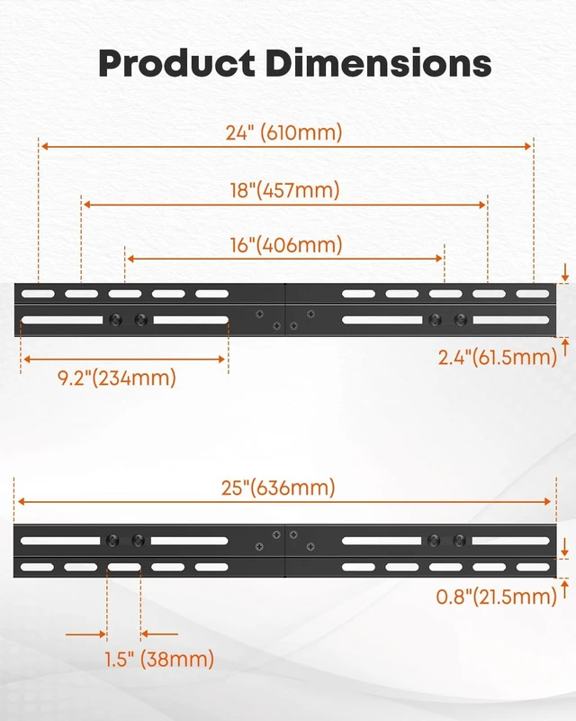Alt view image 4 of 5 - PUTORSEN TV Wall Mount Extension Bracket for 16-24 Inch Wood Studs