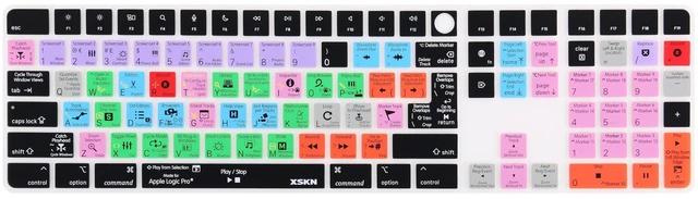 Main image of XSKN Logic Pro Shortcuts EU&US Universal Version Silicone Keyboard Cover Skin for 2021-2023 iMac 24 inch M1 M3 Magic Keyboard with Touch ID and Numeric Keypad 2022 Mac Studio A2520