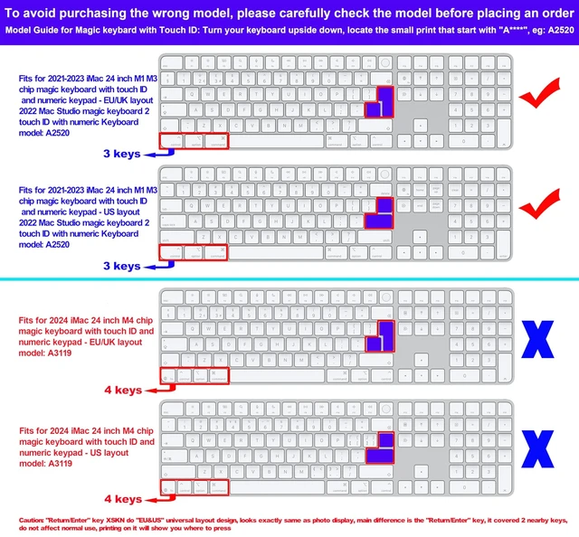 Alt view image 4 of 5 - XSKN Logic Pro Shortcuts EU&US Universal Version Silicone Keyboard Cover Skin for 2021-2023 iMac 24 inch M1 M3 Magic Keyboard with Touch ID and Numeric Keypad 2022 Mac Studio A2520
