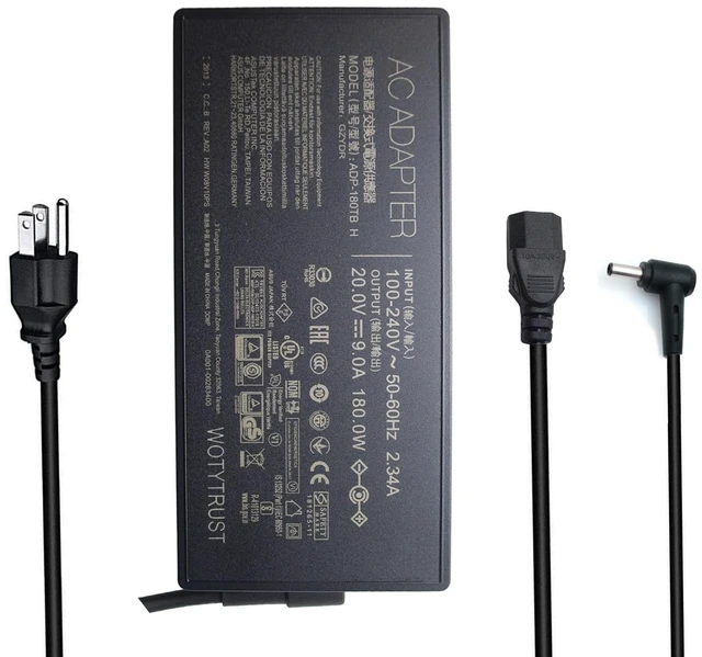 Main image of 180W 20V 9A Laptop Charger Replacement for ASUS ROG Zephyrus G14 G15 TUF Gaming F15 F17, 6.0x3.7mm AC Adapter Power Supply Cord
