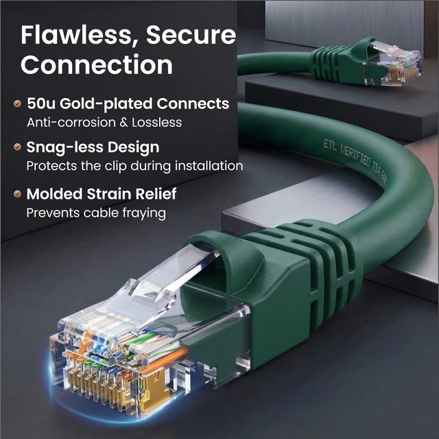 Alt view image 4 of 5 - GEARit Cat6 Patch Cables Cat 6 Ethernet Cable 1 ft 20-Pack Green