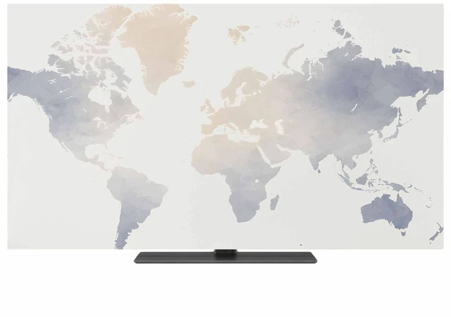 Alt view image 2 of 5 - TV Cover for 65 inch Screen Soft Watercolor World Map Washable Stretch Fabric TV Cover, Minimalist Travel Art Print Reusable Television Screen Covers for Sofa Living Room Home Decor