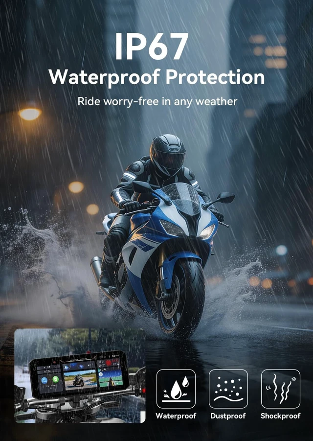 Alt view image 4 of 5 - YESOK MT7 7" Motorcycle Dash Cam Front and Rear, 1080P Motorcycle Camera