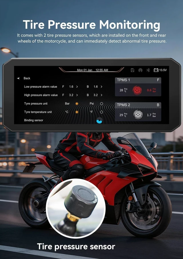 Alt view image 5 of 5 - YESOK MT7 7" Motorcycle Dash Cam Front and Rear, 1080P Motorcycle Camera