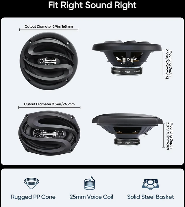 Alt view image 5 of 5 - 6.5 & 6X9 Car Front Rear Door Speaker for Toyota Tacoma/Camry/Highlander
