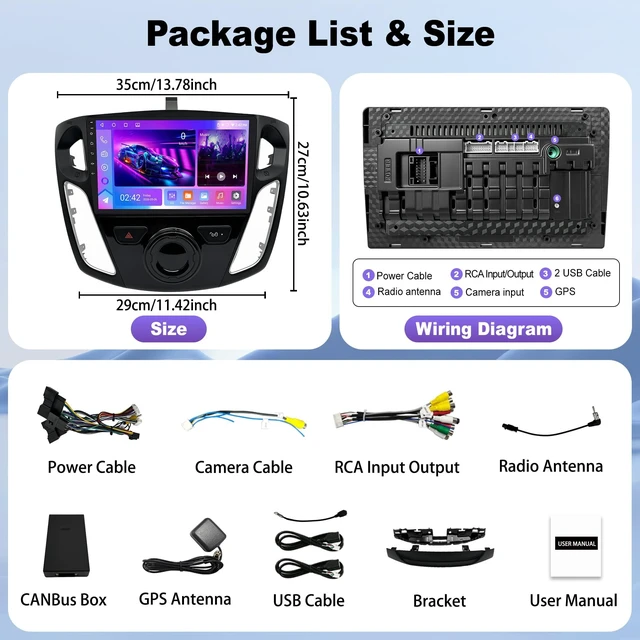 Alt view image 4 of 5 - 9" Car Radio for Ford Focus 2012-2017 with Wireless CarPlay Andriod Auto