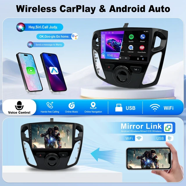 Alt view image 2 of 5 - 9" Car Radio for Ford Focus 2012-2017 with Wireless CarPlay Andriod Auto