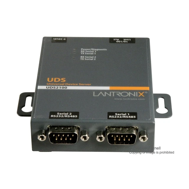 Alt view image 2 of 5 - Lantronix UDS1100/UDS2100 Device Server - 1- or 2-Port Serial-to-Ethernet Device Server, RS-232/422/485, 10/100 Ethernet with 15 kV ESD Protection; UDS2100 Supports PoE - UD2100002-01