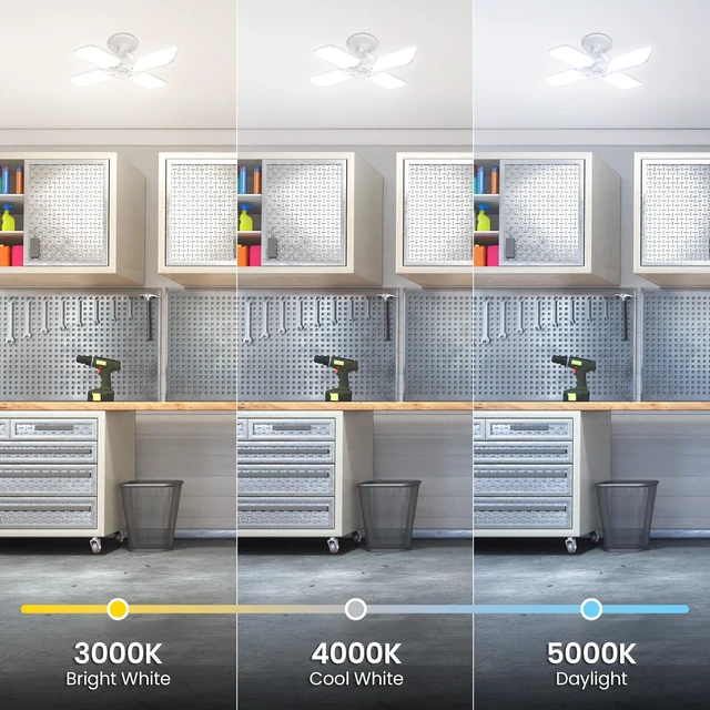Alt view image 3 of 5 - Feit Electric LED Garage Light, Multiple Adjustable Panels, E26 Base, Ideal for Garage, Workshop, Shed, 25,000-Hour Lifetime