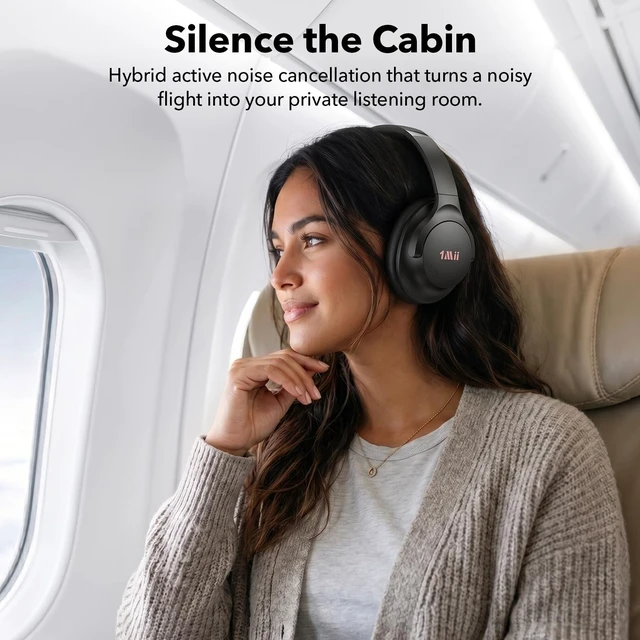 Alt view image 4 of 5 - 1Mii Y8+ Hybrid Active Noise Cancelling Headphones for Airplane Travel