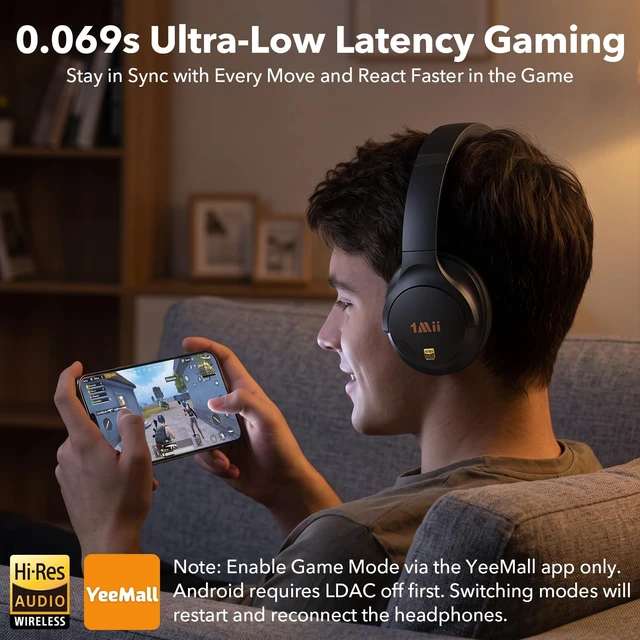 Alt view image 2 of 5 - 1Mii Y8+ Hybrid Active Noise Cancelling Headphones for Airplane Travel