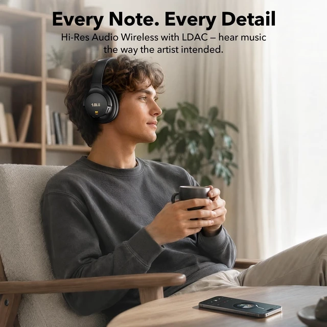 Alt view image 5 of 5 - 1Mii Y8+ Hybrid Active Noise Cancelling Headphones for Airplane Travel