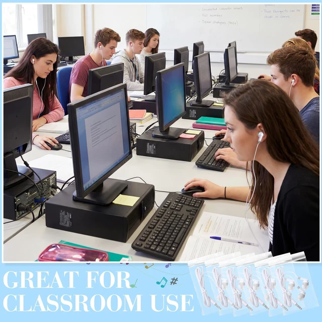 Alt view image 5 of 5 - Konohan 500 Pcs Wired Earbuds Bulk for Classroom 3.5mm Jack,White
