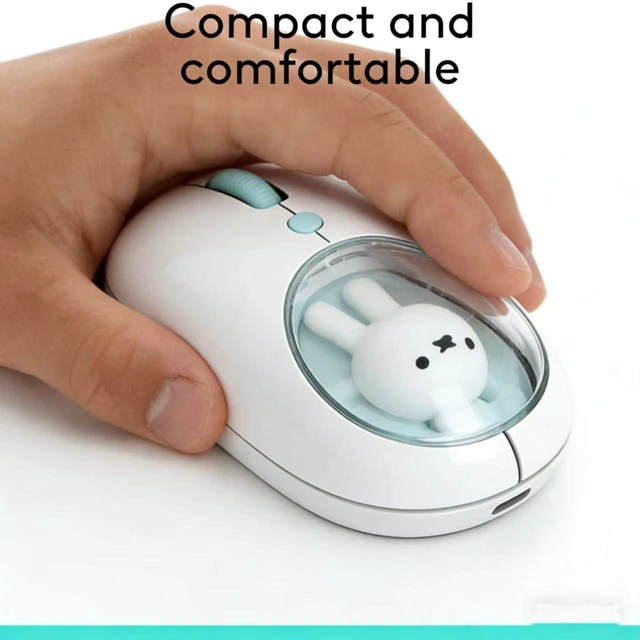 Alt view image 2 of 5 - MIPOW X Miffy Bluetooth Wireless Mouse, Compact Portable for Laptops & Tablets. Seamless Tracking, Compatible with PC, Mac, Windows & macOS. Ideal, Cyan