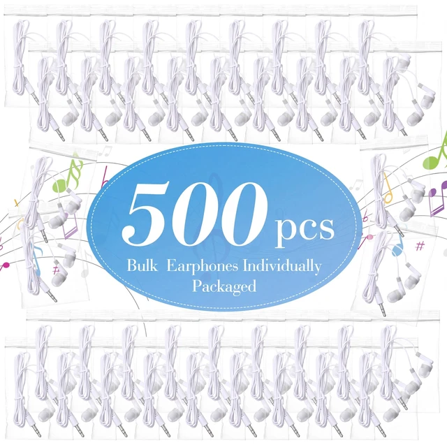 Alt view image 2 of 5 - Konohan 500 Pcs Wired Earbuds Bulk for Classroom 3.5mm Jack,White
