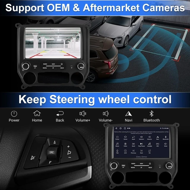 Alt view image 4 of 5 - Android 15 Car Stereo for Chevy Silverado GMC Sierra 2014-2018 with Type-C 30W Fast Charging, 10.1 Inch Radio with Wireless CarPlay Android Auto/BT/GPS/FM/SWC/Backup Camera 2GB 64GB
