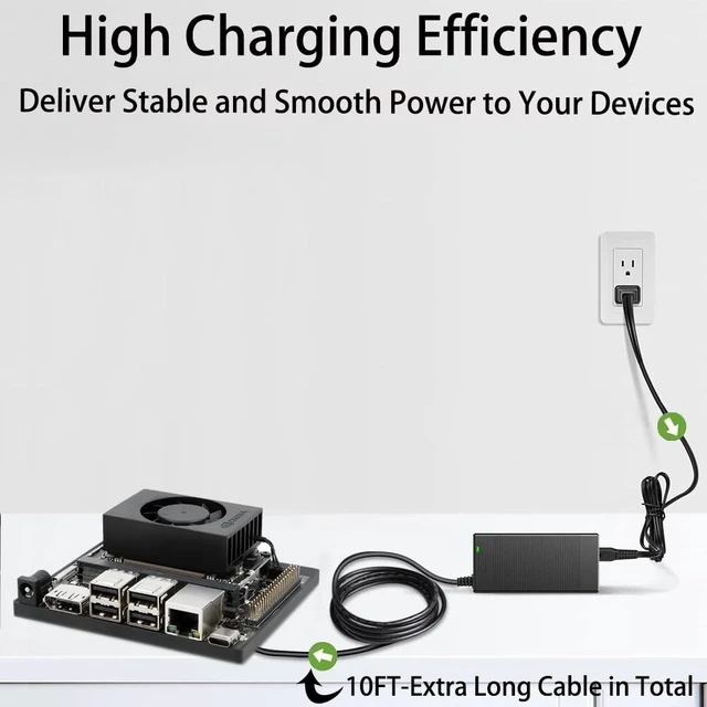 Alt view image 2 of 5 - UL Listed 19V 3.42A Power Adapter Charger Compatible with NVIDIA Jetson Orin Nano 8GB Super Developer Kit Boards 945-137766-0000-000 AC DC Power Supply Cord Adaptor Plug
