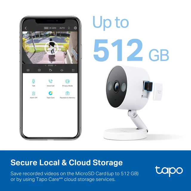 Alt view image 3 of 5 - Tapo 2K+ Indoor/Outdoor Wired Security Camera, Baby Monitoring, C120