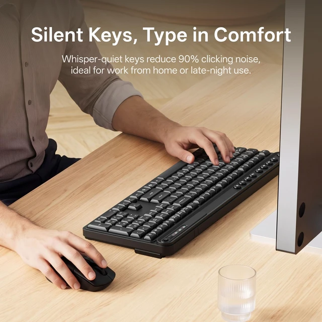 Alt view image 5 of 5 - ZODE KM270S Wireless Keyboard and Mouse Combo for Windows, 2.4GHz Wireless, Compact Mouse, 9 Multimedia and Shortcut Keys, 1-Year Battery Life, for PC, Laptop - Black