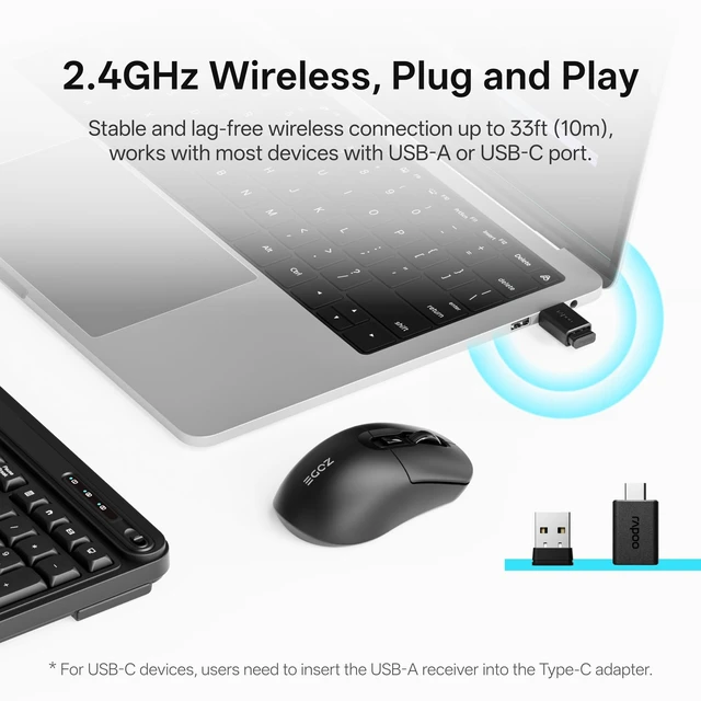 Alt view image 2 of 5 - ZODE KM270S Wireless Keyboard and Mouse Combo for Windows, 2.4GHz Wireless, Compact Mouse, 9 Multimedia and Shortcut Keys, 1-Year Battery Life, for PC, Laptop - Black