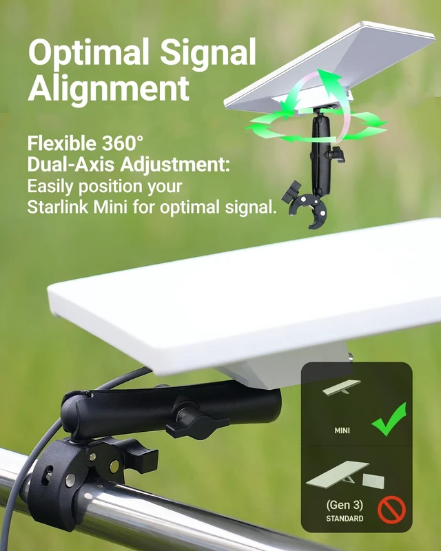 Alt view image 3 of 5 - ORLNK C1 Starlink Mini Mount Ladder Pole Clamp for RV Camper Van Yacht Boat