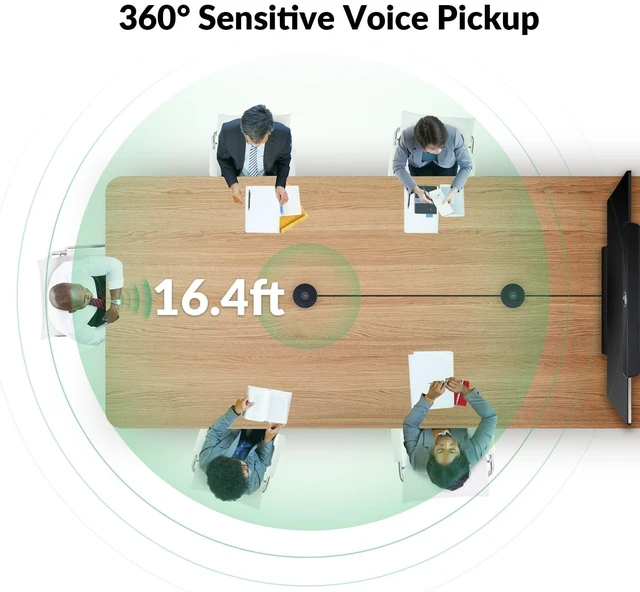Alt view image 2 of 5 - WYRESTORM Conference USB Microphone, 360 Omnidirectional Stereo Mic, AEC