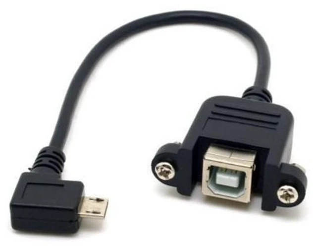Alt view image 2 of 5 - 4-Pack 90 Degree Left Angled Micro USB 5pin Male to USB B Female Panel Mount Cable