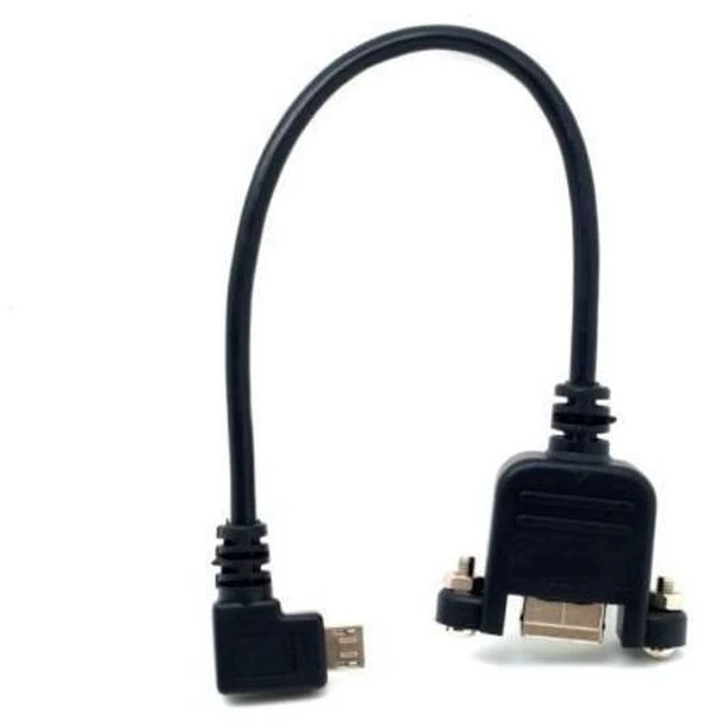 Alt view image 5 of 5 - 4-Pack 90 Degree Left Angled Micro USB 5pin Male to USB B Female Panel Mount Cable