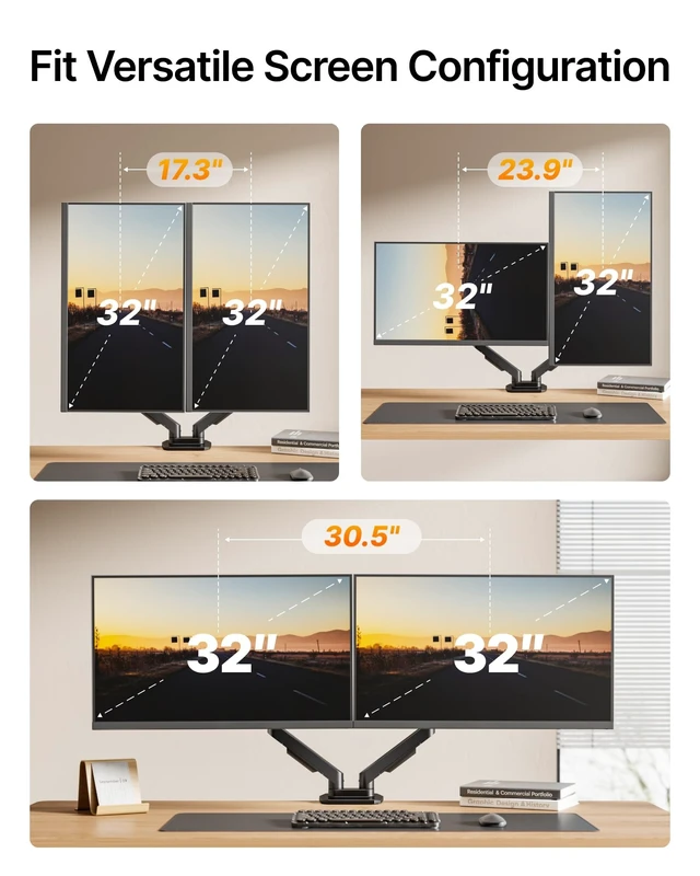 Alt view image 5 of 5 - monTEK Dual Monitor Mount Monitor Arms for 17-32" Screen