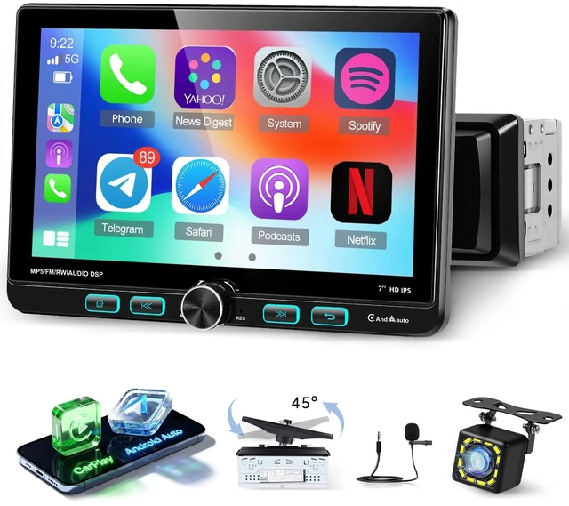 Main image of Volxcereo 7 inch Single Din Stereo with Wireless Carplay & Android Auto