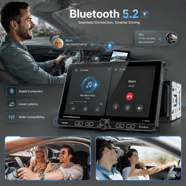 Alt view image 4 of 5 - Volxcereo 7 inch Single Din Stereo with Wireless Carplay & Android Auto
