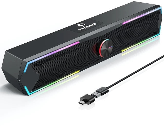 Main image of Tylubio Computer Speakers for Pc Desktop with Clear Sound, Flowing LED PC Speaker for Computer Desktop Laptop Monitor, Bluetooth & USB Input