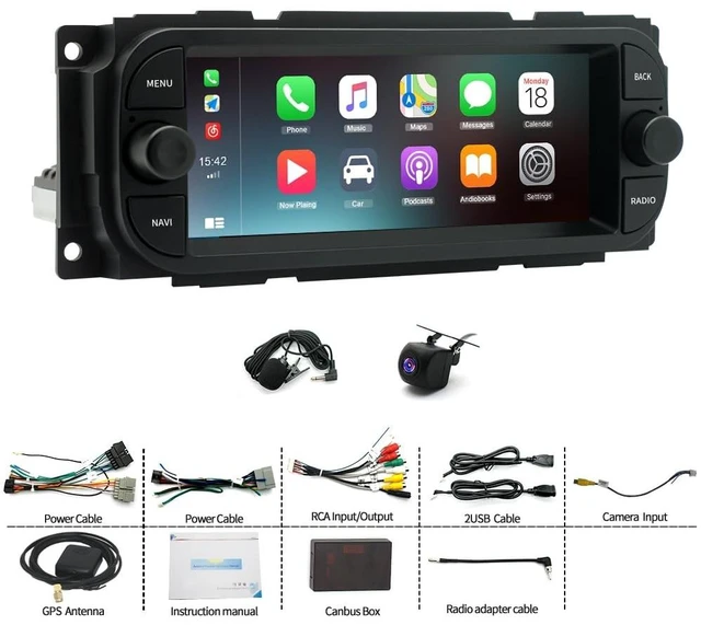 Alt view image 3 of 5 - Android 14 Double Din Radio for Dodge Dakota 2002-2004 with Wireless Carplay Android Auto, 6.86" Touchscreen Bluetooth Upgrade Stereo for Dodge Dakota Head Unit WiFi GPS Navigation Mirror Link,