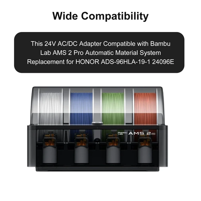 Alt view image 5 of 5 - KAQIAR 24V Power Adapter for Bambu Lab AMS 2 Pro Automatic Material System