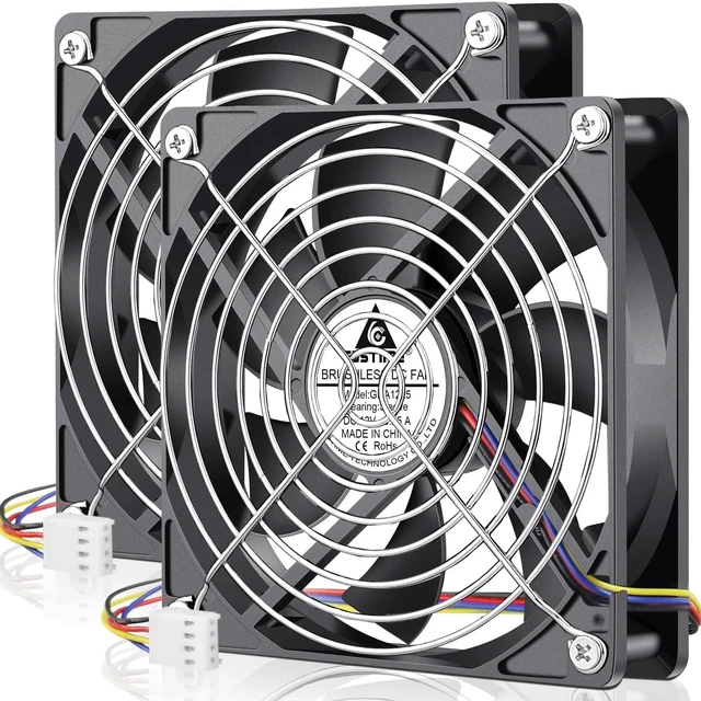 Main image of GDSTIME 120mm x 25mm 12V 4-Pin PWM Fan, 12V PC Computer Fans, 2-Pack