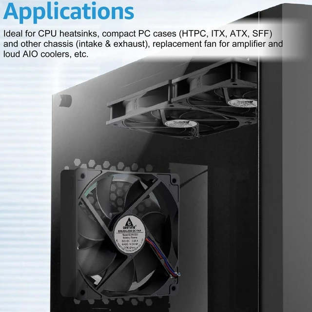 Alt view image 2 of 5 - GDSTIME 120mm x 25mm 12V 4-Pin PWM Fan, 12V PC Computer Fans, 2-Pack