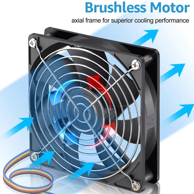 Alt view image 5 of 5 - GDSTIME 120mm x 25mm 12V 4-Pin PWM Fan, 12V PC Computer Fans, 2-Pack