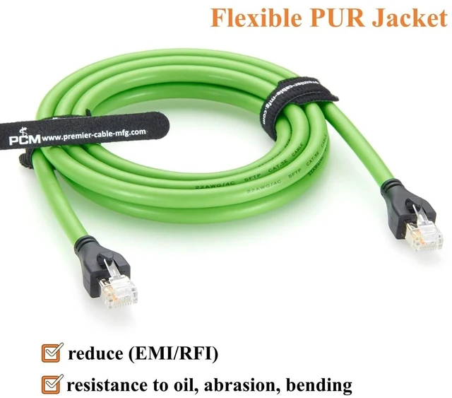 Alt view image 5 of 5 - Plinkwirekb RJ45 Male to Male Industrial Ethernet Cable 100Mbps CAT5e Shielded High Flex Drag Chain Cable for PROFINET, EtherCAT, PLC, Robotics, Machine Vision, Industrial Automation (5M/16.4FT)