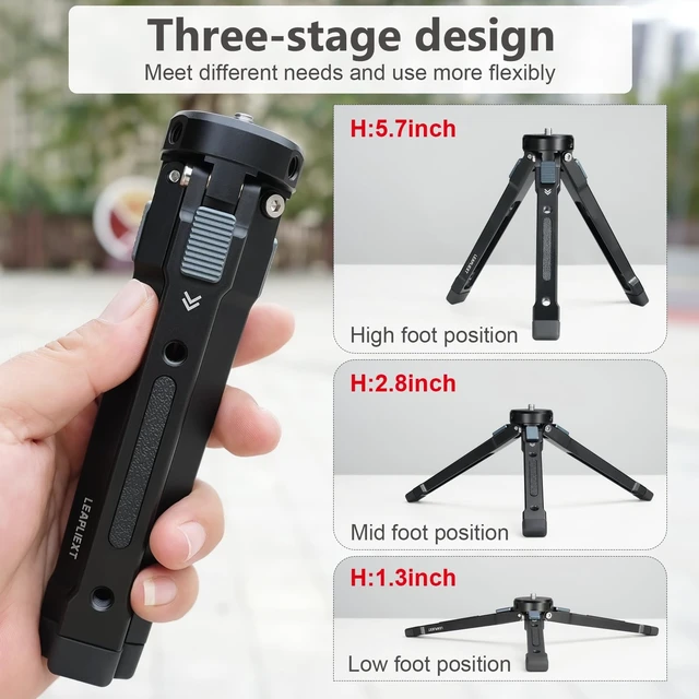 Alt view image 3 of 5 - Heavy Duty Metal Camera Tripod Portable Desktop Tripod 3 Position Height Adjustment, 1/4 Screw Top Suitable for Camera, Handheld Stabilizer, Camcorder, Phone Mount, Tablet Stand, 88 lbs/40 kg
