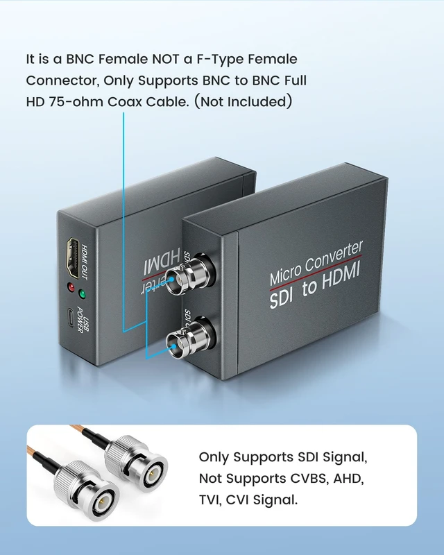 Alt view image 5 of 5 - FERRISA SDI to HDMI Converter with SDI Loop Out Includes 4ft HDMI Cable