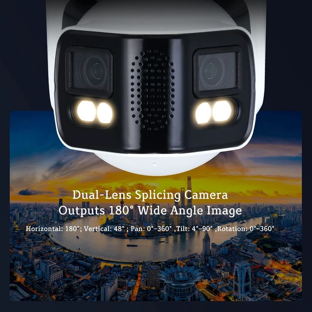 Alt view image 3 of 5 - GemaVision Full-Color Duo Splicing IP Camera Dual 1/1.8" CMOS 24MP Imaging,180 Wide Angle Built-in Mic and Speaker, IP POE Camera IPC-Color4K-T180 White